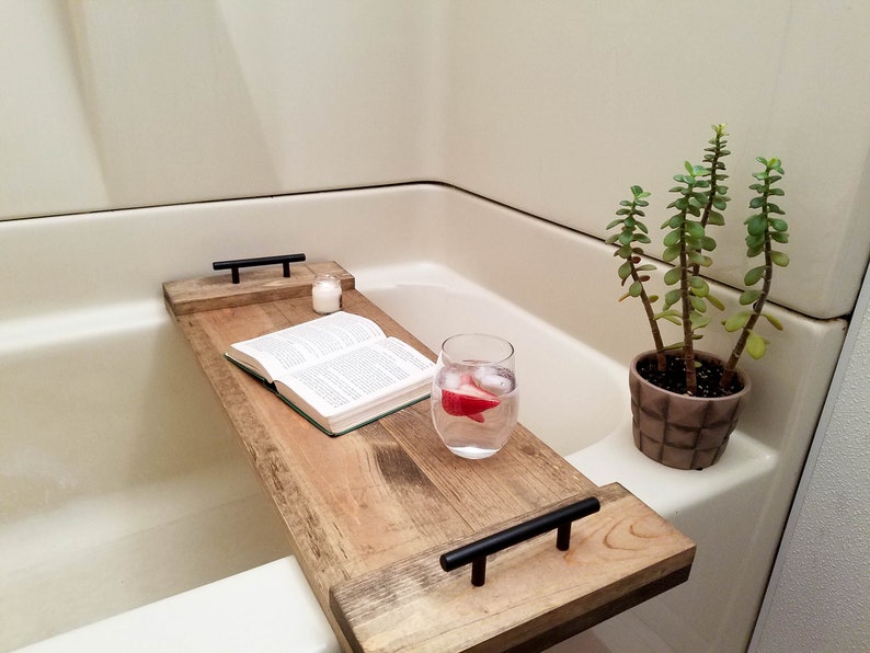 Bath Tray for Tub / Rustic Home Decor Wood Bathtub Caddy Etsy