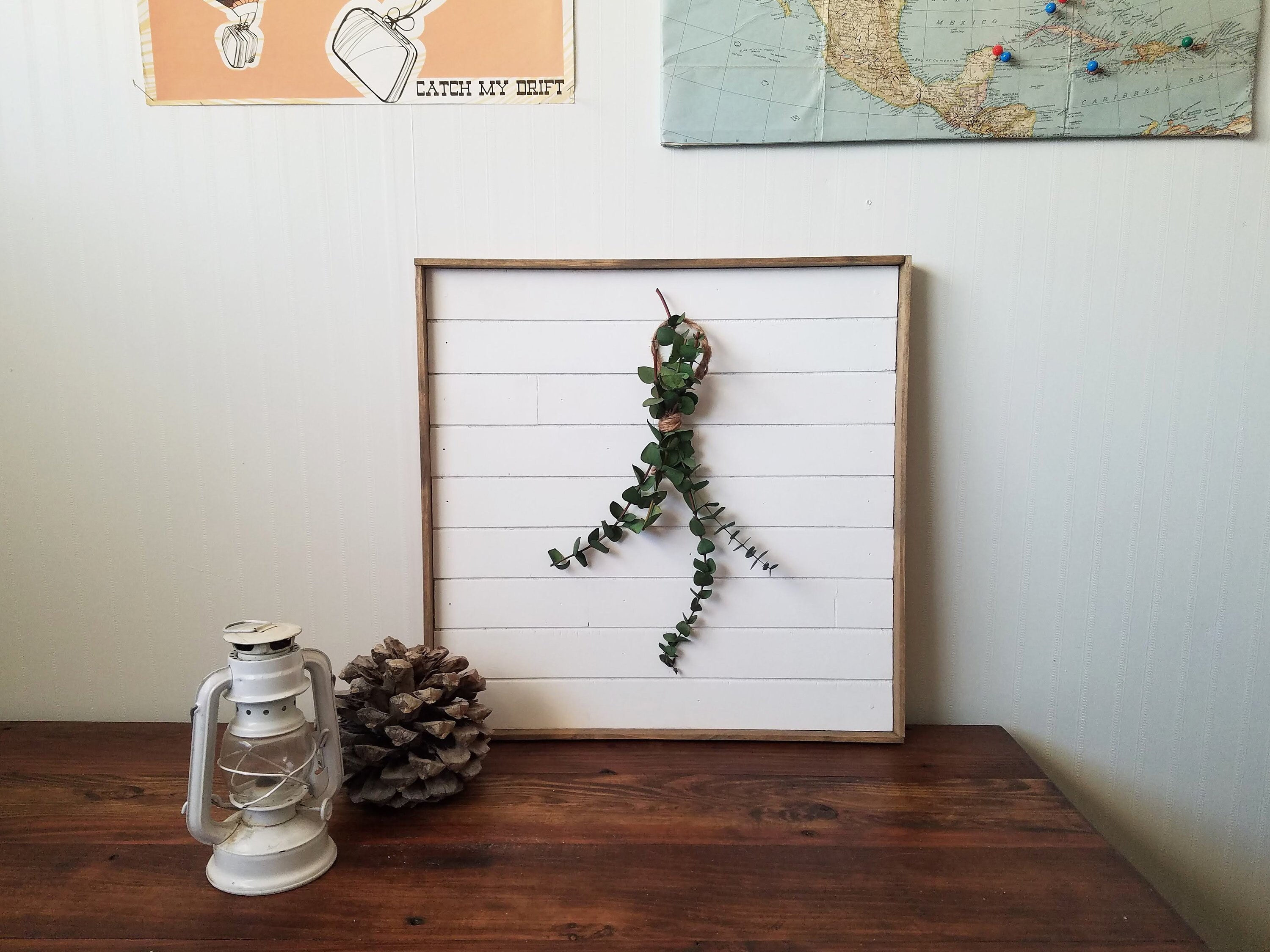 Shiplap Wall Hanging / shiplap wall decor with wreath rustic Etsy