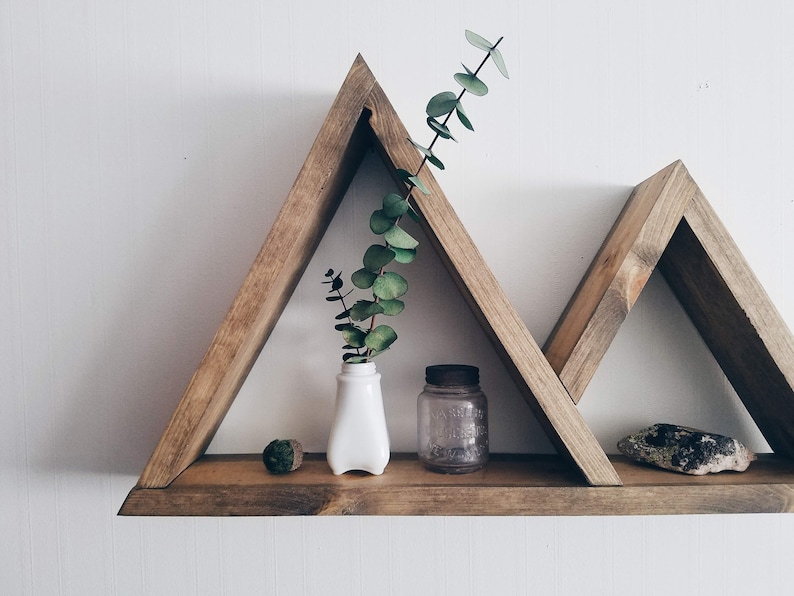 Mountain Shelf / geometric shelf, triangle shelf, essential oil shelf, mountain wall art, crystal shelf, nature wall art, adventure, travel image 2