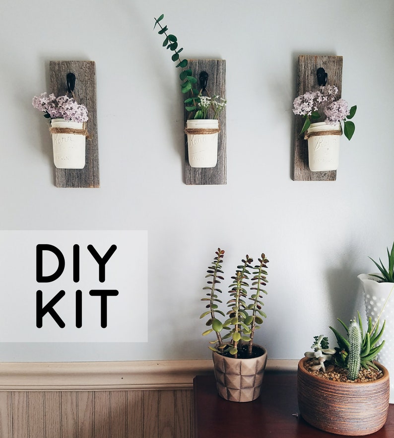 Mason Jar Sconce DIY Kit / diy kit for adult, diy crafts, rustic home decor, craft kit, craft kit adult, do it yourself kit, diy wall art image 1