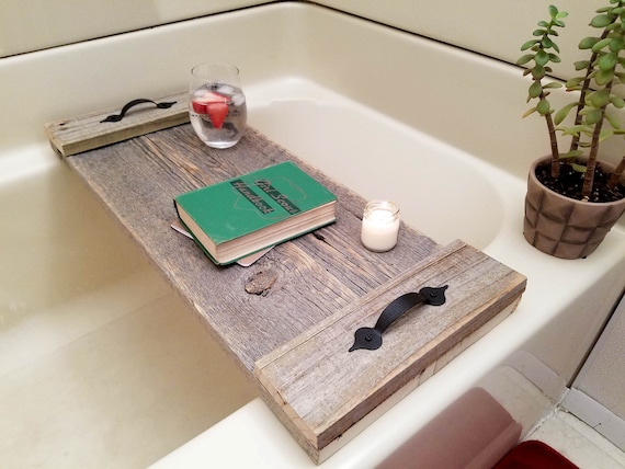 Bath Tray for Tub / Rustic Home Decor, Wood Bathtub Caddy Tray