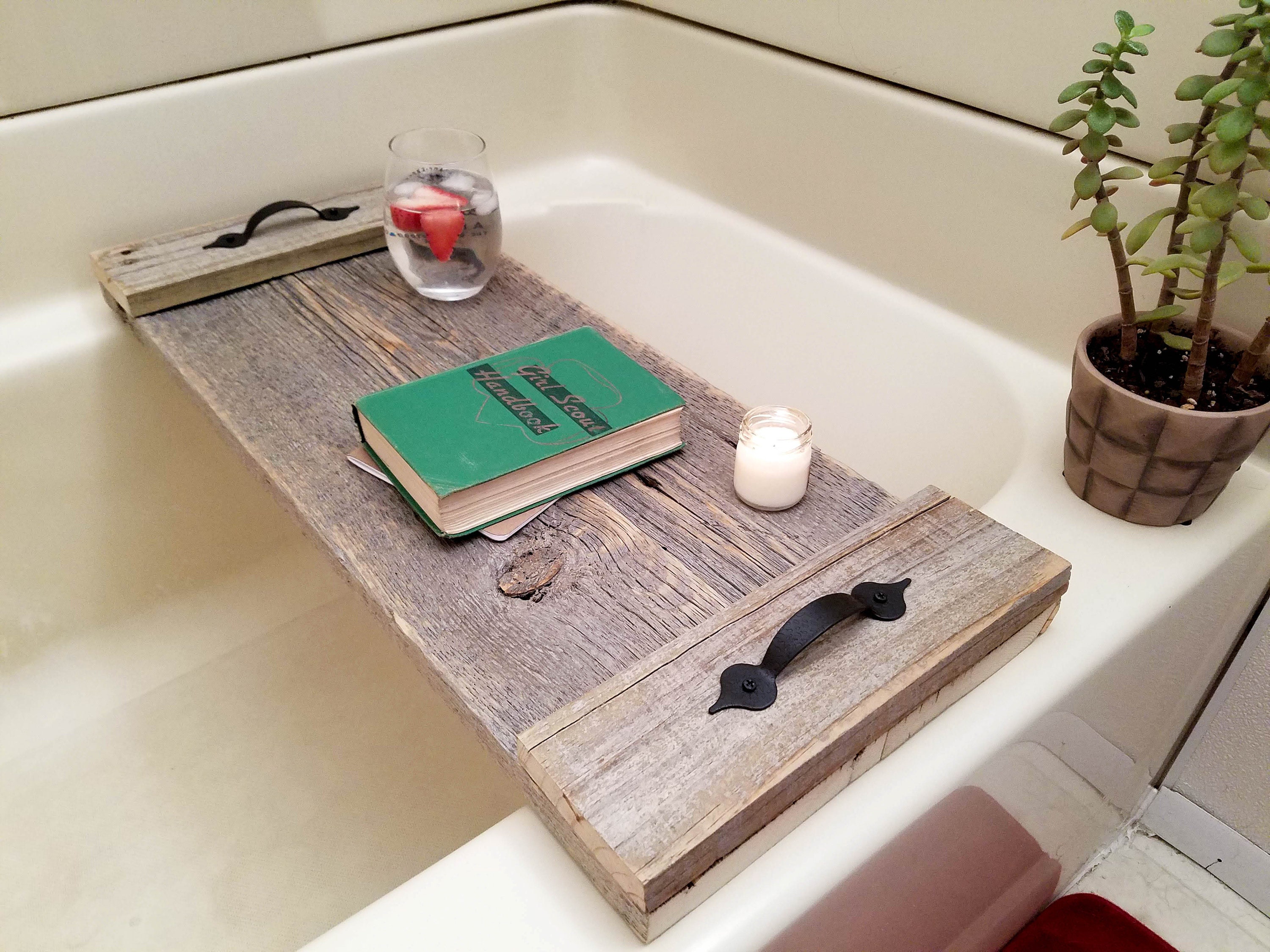 Handmade Bath Tray. Bath Caddy. Spa. Live Edge Cherry Bath Tub Tray.  Bathroom Decor. Bathroom Shelve. Wood Bathtub Tray. Rustic 