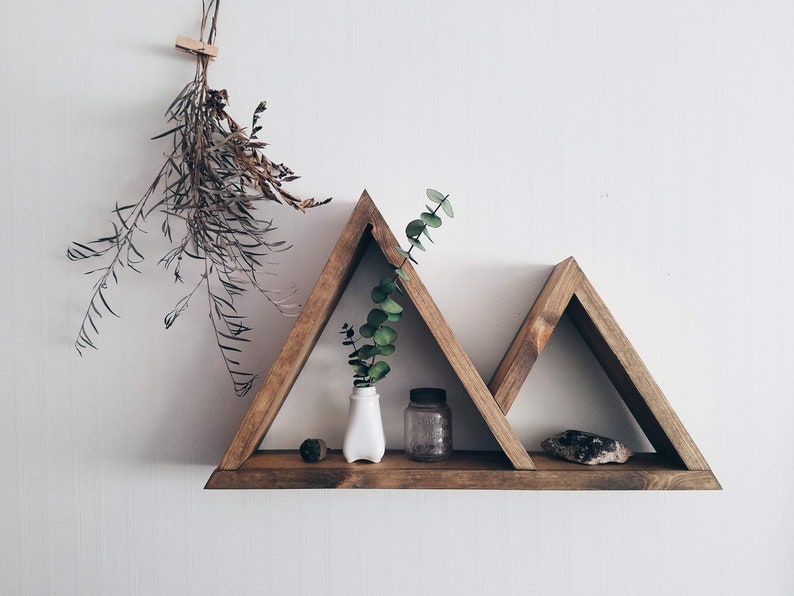 Mountain Shelf / geometric shelf, triangle shelf, essential oil shelf, mountain wall art, crystal shelf, nature wall art, adventure, travel image 1