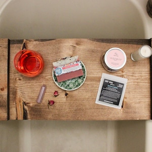 Spa Gift Set / Bath Tub Tray Wood, Rustic Home Decor, Spa Gift Set ...