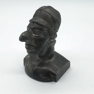 Antique Metal Paperweight Used For Advertising Man Large Nose Rare Early 1900s