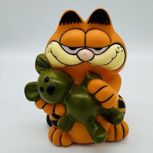 Vintage Garfield Piggy Bank 1981 80s Kats Meow 7 Retro Collectors Holding Pooky