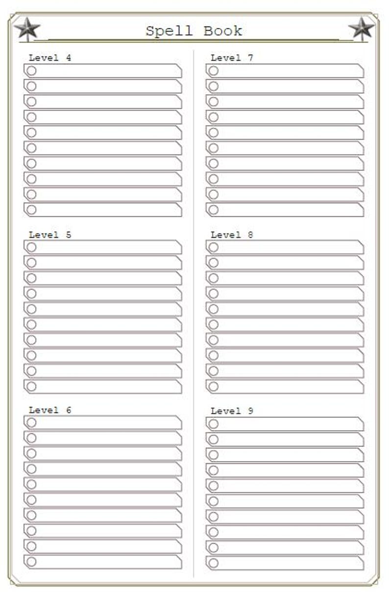 Printable Dnd Character Journal | Dnd Character Sheet With Spell Cards ...