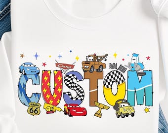 Personalisiertes Namen Disney Cars Shirt, Cars passendes Shirt, Gruppe Disney Shirts, Autos Geburtstag Shirt, McQueen Custom Shirt, Disney Familie T-Shirt