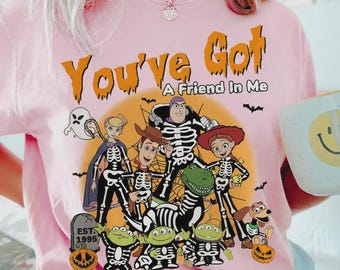 Disney Toy Story Skeleton You've Got Friends In Me Shirt, Toy Story Shirt, Disney Halloween, Buzz Lightyear Woody Toy Story Halloween Shirt
