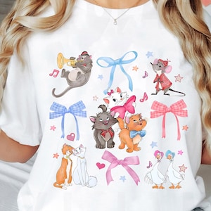 Camiseta de Disney Marie Toulouse Berlioz / Camiseta de acuarela con lazos de coqueta de Disney Los Aristogatos / Camiseta de regalo de cumpleaños para viaje a Disneylandia WDW 2025