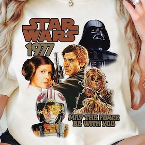 Vintage Star Wars 1977 Shirt, Darth Vader, Chewbacca, Han Solo Tshirt, Princess Leia Tee, Disneyland Family Trip 2025, Birthday For Boy/Girl