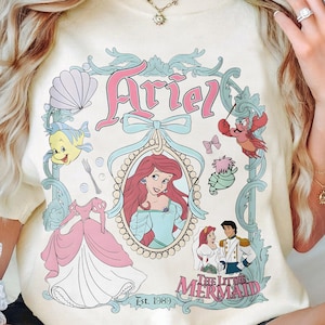 Disney Ariel Coquette Bow Shirt, The Mermaid, Ariel Est 1989 T-Shirt, Disney Ariel Flounder,  WDW Disneyland Trip 2025, Birthday Girl Gift