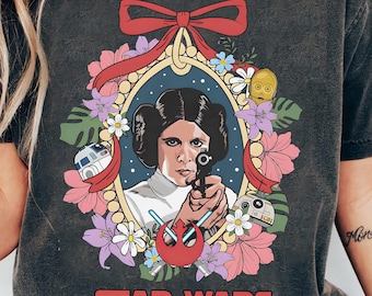 Vintage Princess Leia Floral Coquette Bow Shirt, Disney Star War Day T-Shirt, Hollywood Studios Tee, May The Force Be With You, Disney Girls