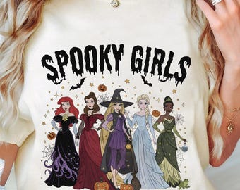 Comfort kleur Disney Halloween-prinsesshirt, Spooky Vibes, Trick or Treat, prinsesheks, vakantieseizoen niet zo eng Halloween-feest