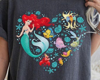 Disney Princess Ariel Flounder Shirt | Disney Mermaid Character Tshirt | WDW Disneyland Trip 2026 | Magical  WDW Disney Vacation Tee