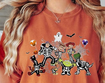 Retro Comfort Color Toy Story Skeleton Shirt, Not So Scary Halloween Tee, Family Halloween Shirts, Disneyland Halloween Matching Trip Tee