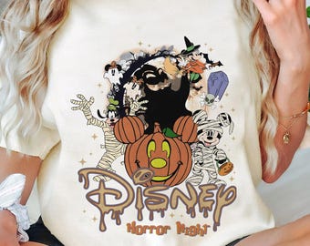 Camiseta vintage de Disney Horror Night, camiseta de Mickey y sus amigos para Halloween de Disney, camiseta de Mickey para Halloween no tan aterrador, Disneyland Spooky