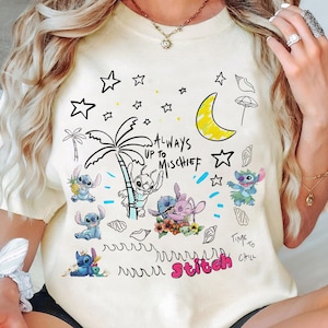 Disney Lilo and Stitch Sketch Shirt, Disney Stitch Movie 2025 T-Shirt, Stitch and Angel Aloha, Walt Disney World, Disneyland Family Trip Tee image 1