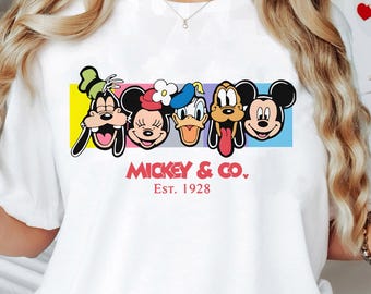 Retro Disney Mickey And Co Est 1928 Shirt, Disney Checkered Mickey T-Shirt, Disney Family Vacation, Mickey and Friends Tee, Magical Kingdom