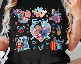 Noeuds coquette Lilo et chemise Stitch, t-shirt Disney Stitch, t-shirt Magic Kingdom, chemise Disneyland, voyage assorti Disney, meilleurs amis