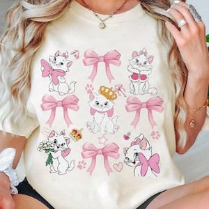 Coquette Bow Disney The Aristocats Marie Cat shirt, Disney Marie Berlioz Toulouse Cats T-shirt, Disneyland vakantie familie bijpassende shirt