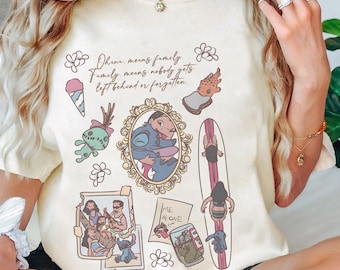 T-shirt Disney Stitch Lilo, chemise personnage de dessin animé magique, tenue pour parc à thème, t-shirt inspiré de Stitch et Lilo, t-shirt Disney Ohana Family