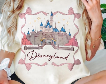 Coquette Bow Disneyland Castle Shirt, Comfort Colors Disneyland T-Shirt, Disney Girl Trip Shirt, Disney Birthday Shirt, Disney Vacay Tee