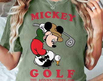 Vintage Disney Mickey Golf Adventures Shirt, Disney Golfing T-Shirt, Mickey Golfer, Disney Sport Tee, Disneyland Family Matching Gift