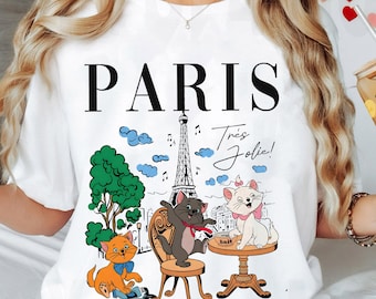 Vintage The Aristocats in Paris Shirt, Disney Marie Berlioz Toulouse Bonjour T-Shirt, Cat Lover, Girls Trip Outfits, WDW Magic Kingdom Tee