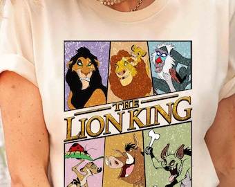 Camiseta vintage de Disney El Rey León / Camiseta del personaje de Disney Simba Timón Pumba Rafiki / Viaje familiar de Disney, regalo de cumpleaños para niño / niña