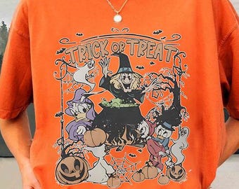 Disney Halloween Huey Dewey Louie Duck Witch Hazel Shirt, Costume Donald Duck Disney Trick Or Treat T-shirt, Disneyland Halloween Party Tee