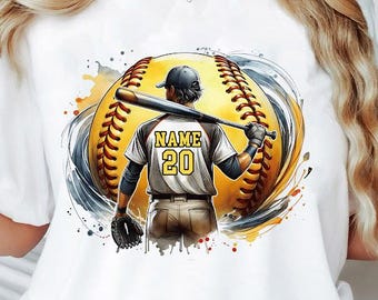 Personalizowana koszulka do softballu, koszulka gracza softballu z imieniem dziecka i numerem koszulki, koszulka Softball Mama, Birthday Bot/Her, gra sportowa