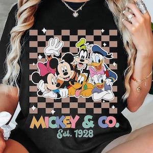 Vintage Mickey Minnie Shirts, Retro Mickey and Friends T-Shirt, Checkered Mickey Shirt, Disney Family Vacation Shirt, Disney Magical Kingdom