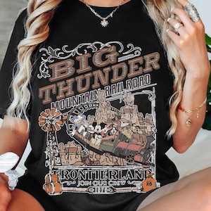 Camiseta de Mickey y sus amigos de Disney Comfort Colors, camiseta del Ferrocarril de la Montaña Big Thunder, el viaje más salvaje en la naturaleza, viaje a Disneyland