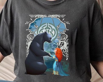 Disney Pixar Brave Merida And Bear Profile Portrait Shirts, Brave Merida Princess tee, WDW Magic Kingdom Family 2024 Trip, Birthday Gift