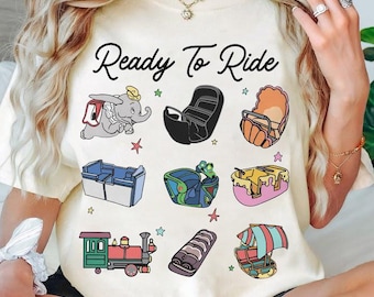 Camiseta "Listo para viajar", camiseta "Vehículos de Disney Here For The Rides", camiseta "Magic Kingdom", camisetas para viajes a Disneyland, viaje familiar a Disney 2025