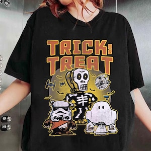 Star Wars Halloween Shirt, Trick or Treat R2D2 Vader Tee, Funny Costume Party Shirt, Halloween Disney Trip Tee, Spooky Star Wars T-Shirt