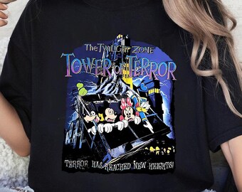 Camiseta retro de Mickey y sus amigos de Disney: Torre del Terror, camiseta de Hollywood Studios: La Dimensión Desconocida, camiseta de atracciones de Disney, vacaciones familiares de Halloween