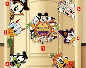 Personalized Disney Halloween Cruise Door Magnets, Family Stateroom Magnet Gift, Vacation 2026, Mickey Friends Cruise Door Decor