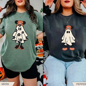 Comfort Colors Vintage Mickey Minnie Halloween Couple Shirts, Mickey Ghost Tee, Minnie Ghost Shirt, Spooky Season Shirt, Kids Halloween Tee