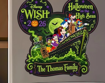 Cruise Halloween Magnet Halloween On The High Seas 2026 Magnet, Cruise Door Magnet Disney Wish Dream Fantasy Magic Wonder Halloween Decor