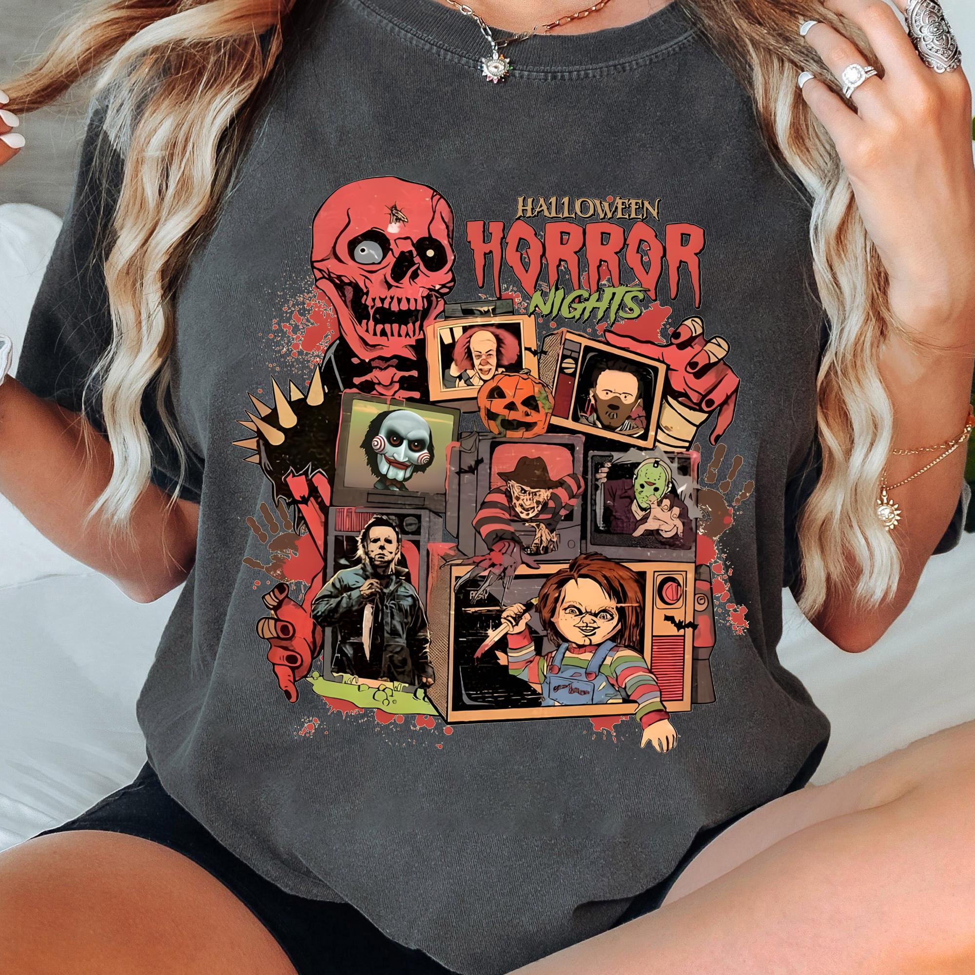 Vintage Horror Night Comfort Colors Shirt, Retro 90s Halloween Movies, Halloween Vibes Tee, Horror Movies Characters Shirt, Halloween Shirt