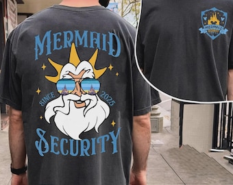 Custom Two Sided King Triton Mermaid Security T-shirt, Gift For Dad, Disney Father's Day Gift, Disney New Dad Shirt, The Little Mermaid Tee