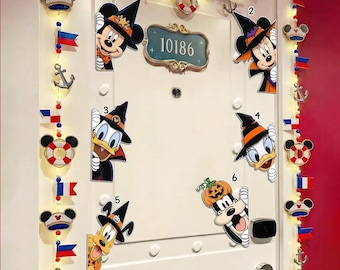 Halloween Cruise Door Magnet, Cruise Cabin Door Decor, Ship Stateroom Decor, Halloween On The High Seas Magnet, Mickey Friends Peeker Magnet