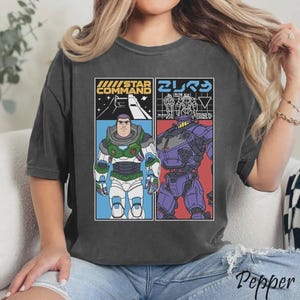 Vintage Zurg Vs Buzz Portrait T-shirt, Gift For Boy Girl, Disneyworld Family Trip 2026, Toy Story Tee, Toy Story Buzz Lightyear Shirt image 2