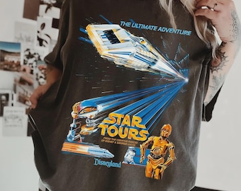 Vintage Disney Star Tours Tshirt, Disney Family Trip Matching Outfits, Star Wars Adventure Tee, R2D2 & C3PO Galaxy’s Edge Shirt