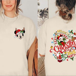 Disney Mickey&#39;s Very Merry Christmas Party 2025 Shirt, Disney Santa Mickey And Friends Group Christmas Lights Shirt, Disneyland Xmas Tee