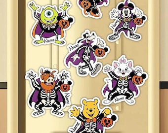 Personalized All Characters Disney Halloween Magnets, Halloween Cruise Magnet, Mickey & Friends Skeleton Halloween On The High Seas Magnets