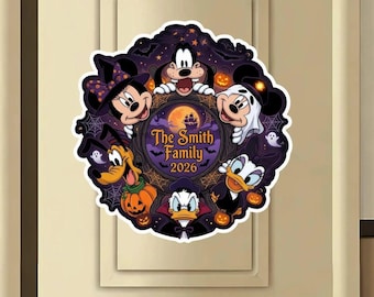 Mickey And Friends Halloween Magnet, Family Name Magnet, Cruise Gifts, Disney Magnets, Custom Door Sign, On The High Seas Cruise Magnet