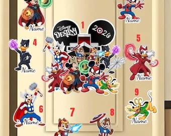 Personalized Disney Cruise Line Marvel Character 2026 Magnet, Disney Family Cruise Door Decor, Superheroes Disney Destiny Magic Magnets